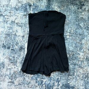 Black strapless romper